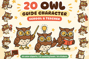 Owl Teacher Character Bundle