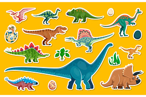 Dinosaur characters stickers, an Animal Illustration by Vector Tradition