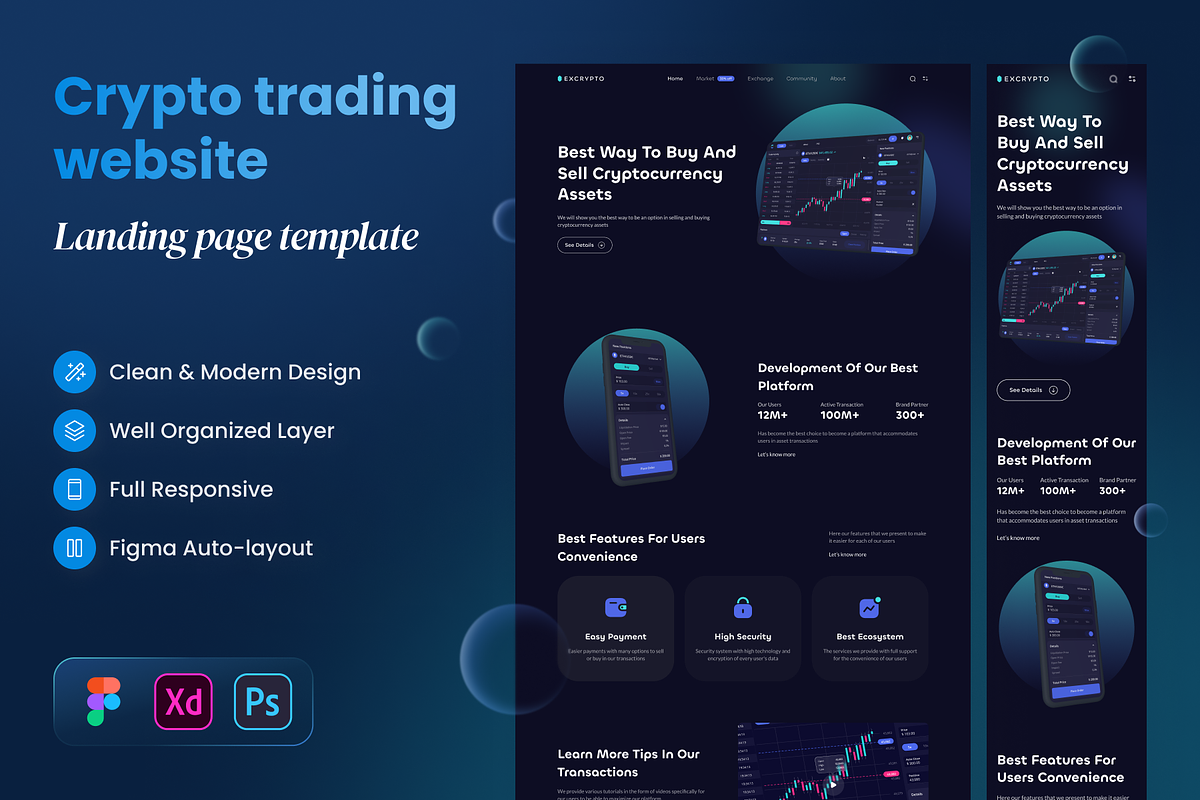 Excrypto - Crypto trading website, a Websites & App Template by SLAB! Design