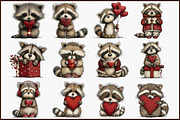 Whimsical Valentine Raccoon Clipart, an Illustration by Sublimation Artist (Thumbnail 3 of 6)