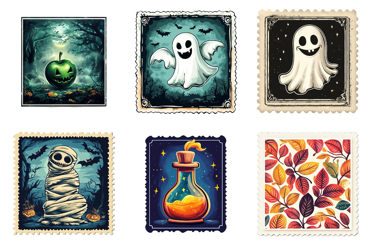 Cute Halloween Postage Clipart, an Illustration by SinaCreation (Photo 4 of 7)