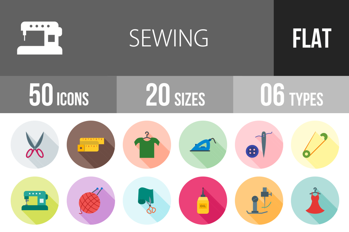 50 Sewing Flat Shadowed Icons, an Icon by IconBunny