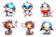 Whimsical Summer Sea Animals Clipart, an Illustration by CreationArt (Thumbnail 3 of 5)