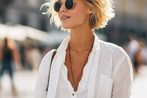 Stylish young woman with short blond, a Beauty & Fashion Photo by MistyDay