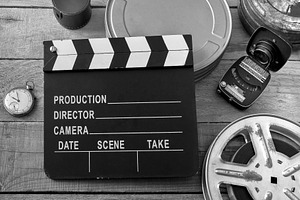 Clapperboard and other movie equipme, an Arts & Entertainment Photo by SergeKa