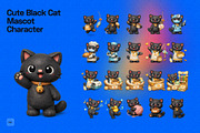 3D Cute Black Cat Mascot Character, an Object Graphic by Pengedar Seni (Thumbnail 2 of 3)