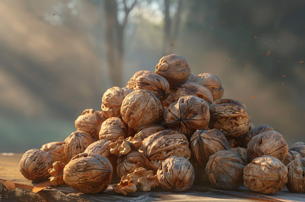A bunch of walnuts stacked on a rust, a Photo by Iftikhar Alam