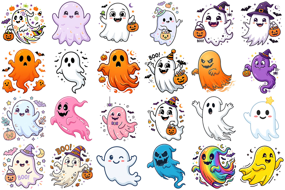 Halloween Spooky Ghost Clipart, a Seasonal Illustration by Forhadx5 (Photo 5 of 11)