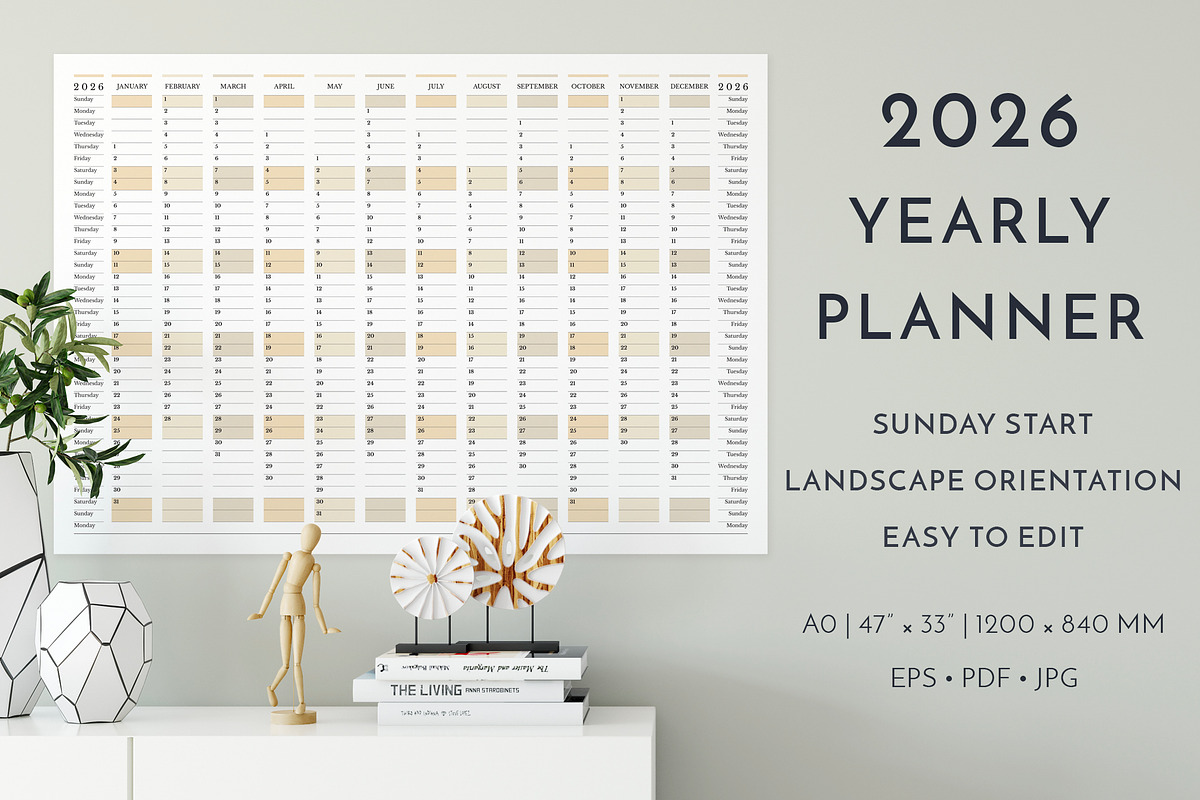 2026 Yearly Planner Sunday Start L