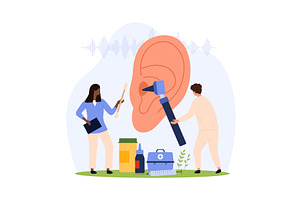 Ear health, otolaryngology checkup, a Healthcare Illustration by Flashvector