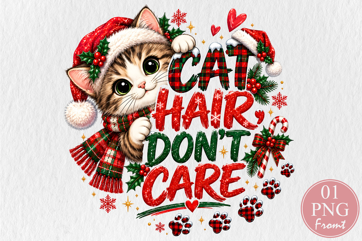 Cat Hair Don't Care Christmas PNG, a Seasonal Illustration by Rose Art (Photo 1 of 4)