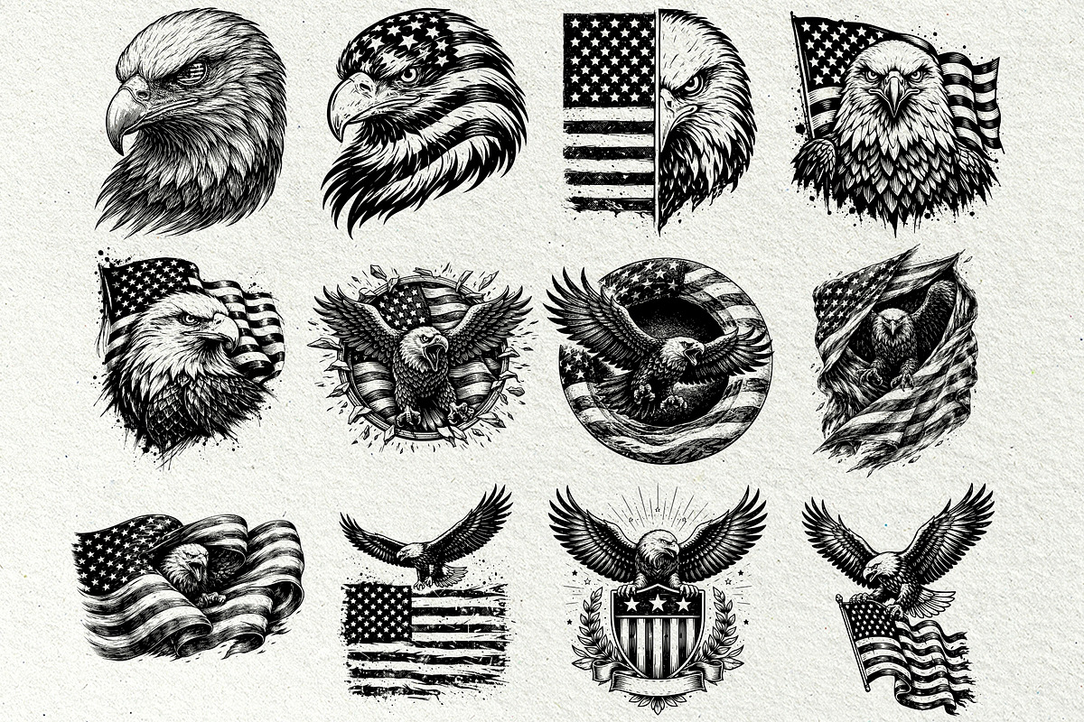 Patriotic Eagle Flag Graphics, a Seasonal Illustration by DENIDigitalArtSudio (Photo 6 of 9)