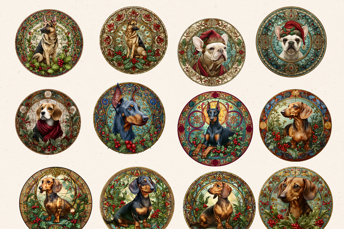 DOG ORNAMENTS CLIPART, an Animal Illustration by Daring Digies (Photo 4 of 9)