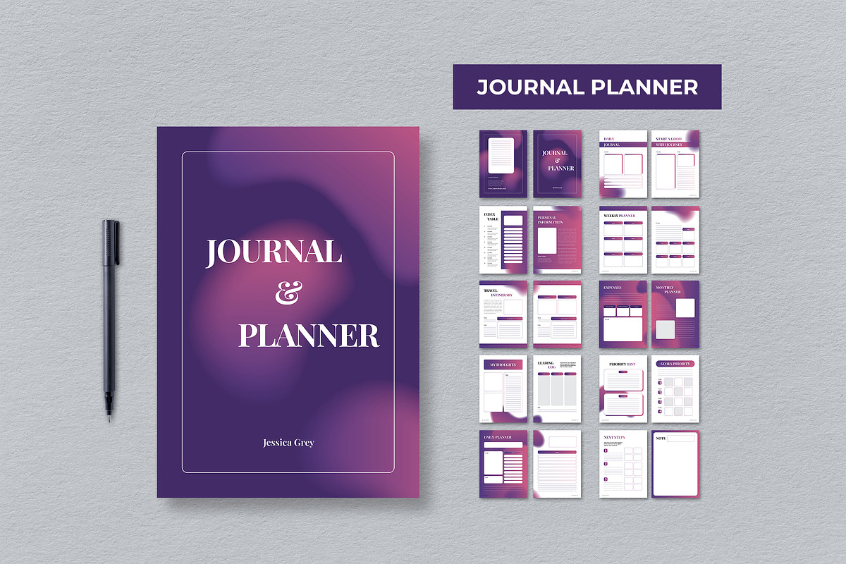Pink Purple Daily Planner Journal, a Brochure Template by UICreative (Photo 1 of 5)