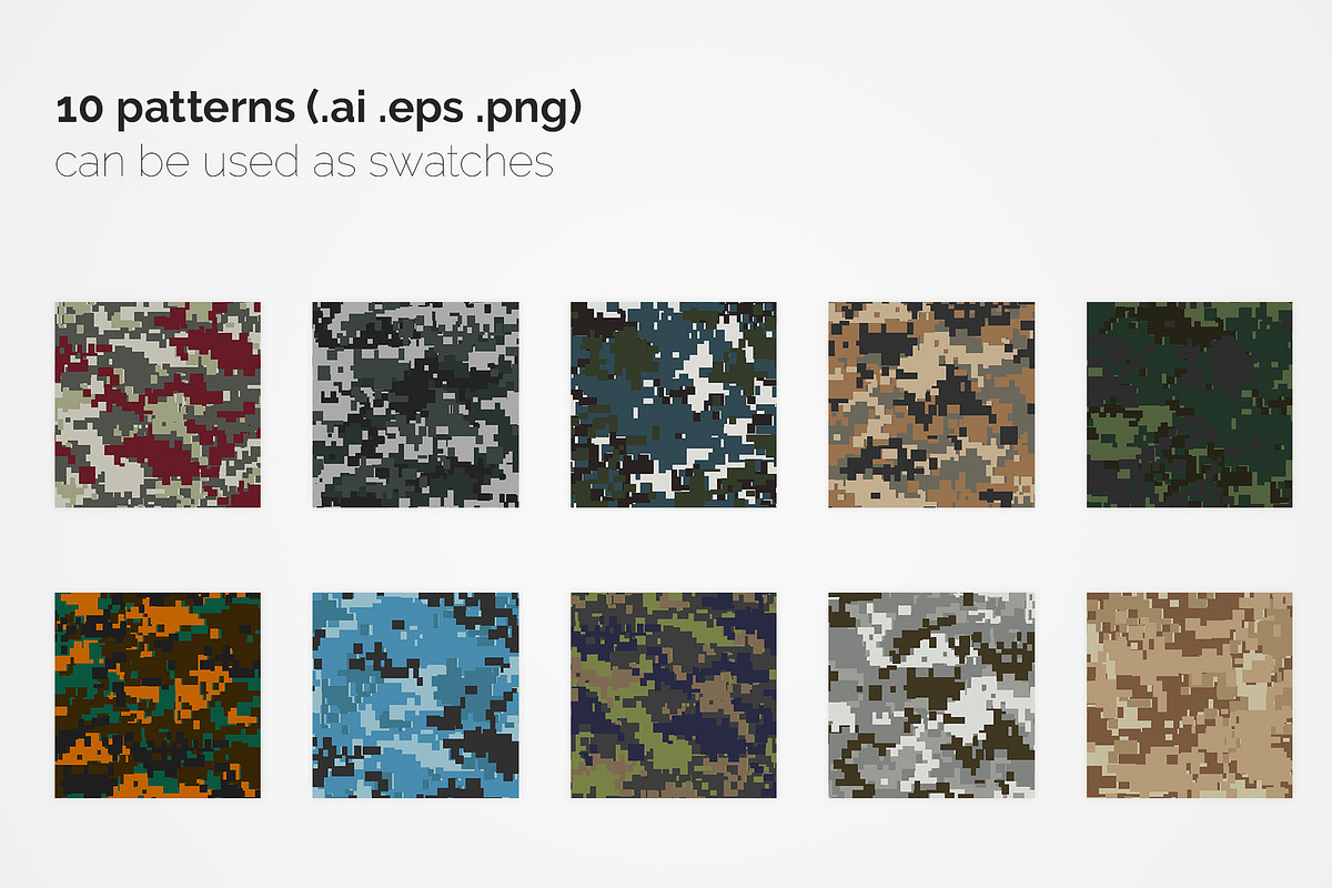 Army Pixel Camouflage Patterns, a Pattern Graphic by 3Y_Design (Photo 2 of 6)