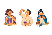 People addicted to food set, a Food Illustration by Good Studio (Thumbnail 1 of 4)