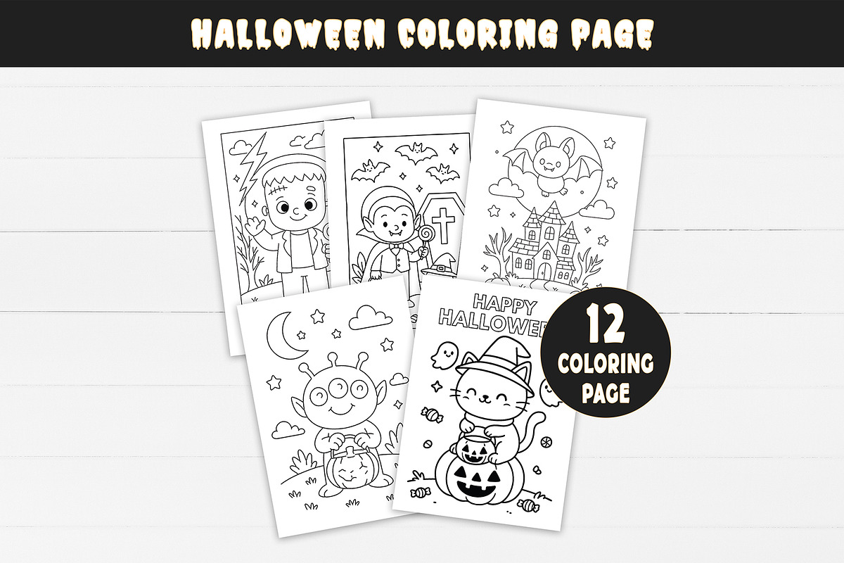 Halloween Coloring Pages, an Education Illustration by DesignDevisers (Photo 1 of 7)