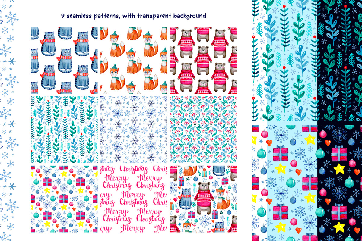 Watercolor Christmas Set, an Animal Illustration by Fairy dreams (Photo 4 of 9)