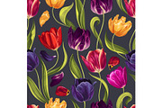 Multicolored Tulips Vector Pattern, a Pattern Graphic by MarynaPetrovska (Thumbnail 2 of 13)