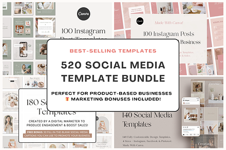 520 Social Media Canva Templates, a Social Media Template by Gebers Marketing & Design