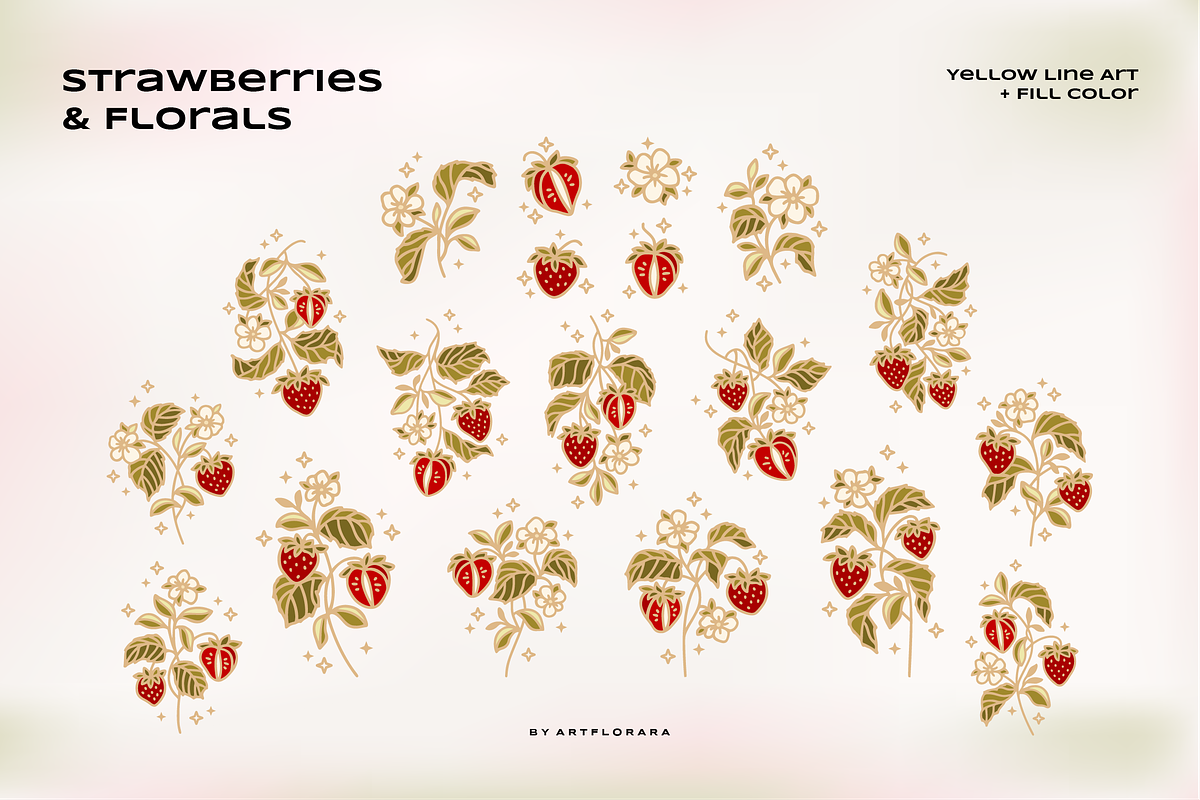 Vintage Strawberry & Floral Logo, an Object Graphic by Artflorara (Photo 9 of 13)