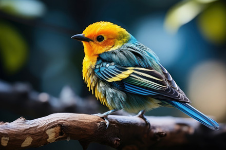 Vibrant Blue-Naped Bird Perched on a Branch in Nature, a Photo by AS photostudio