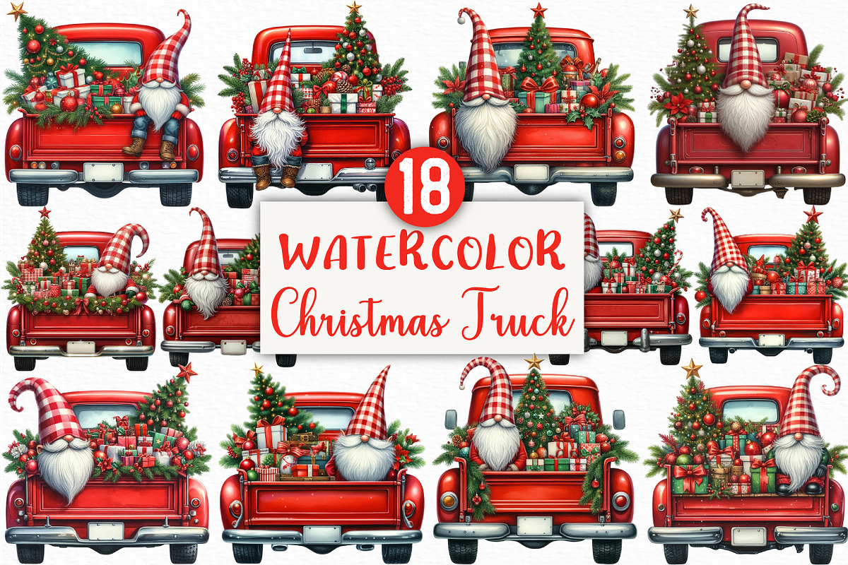 Merry Christmas Truck PNG Clipart, an Illustration by Craft Nest (Photo 1 of 5)