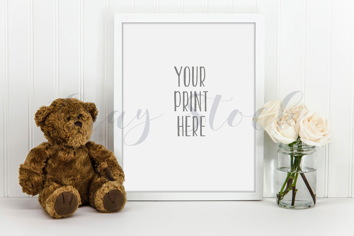 Children's White Frame Mock Up, a Print Template by Gray Stock