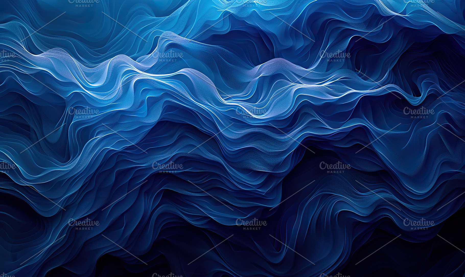 A digital artwork of flowing blue wa, a Photo by LOGOCREATIVE