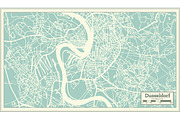 Dusseldorf Germany City Map in Retro, a Transportation Illustration by Booblgum (Thumbnail 2 of 8)