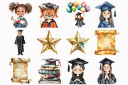 Watercolor Graduation Clipart, an Illustration by Design Market (Thumbnail 2 of 5)