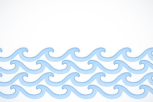 Doted Blue And White Waves Borders