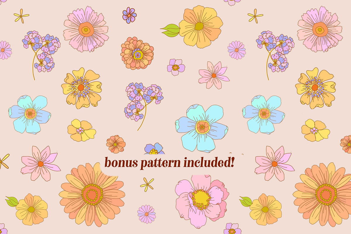 Retro Wildflowers - Bold Flowers, a Texture Illustration by Dear Darling Design (Photo 9 of 11)