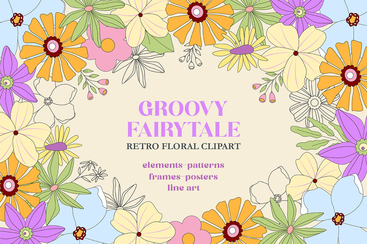 Retro Flower Power Bundle, an Object Graphic by Sofico (Photo 2 of 23)