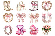 Watercolor Western Coquette Clipart, a Seasonal Illustration by CitraGraphics (Thumbnail 3 of 5)