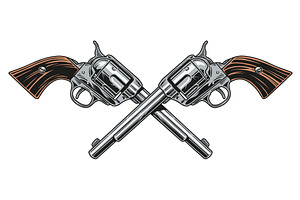 Crossed Revolvers Guns Vector