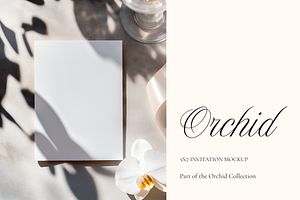 Orchid 5x7 Invitation Card Mockup, a Product Mockup by Serenefeeling
