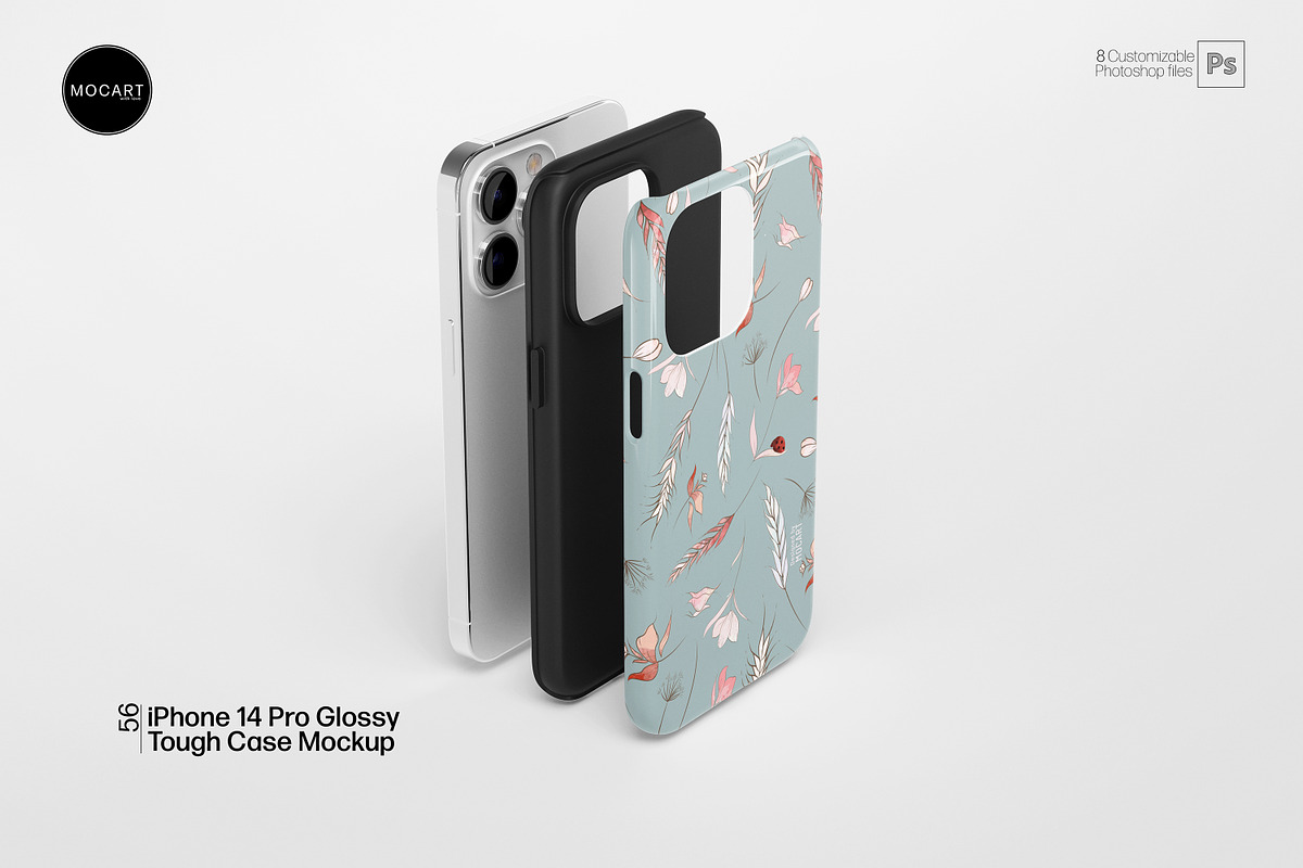 iPhone 14 Pro Glossy Case Mockup Set, an iPhone Mockup by Mocart (Photo 3 of 11)