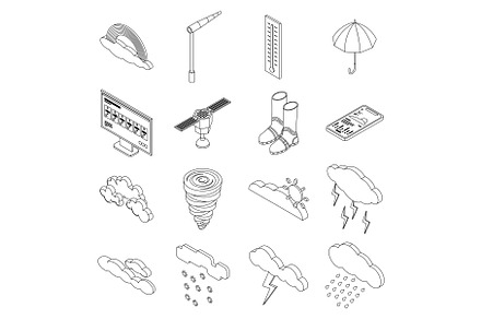 Cloudy weather icons set vector, an Illustration by Ylivdesign