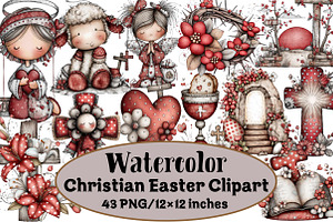 Christian Easter Clipart, an Illustration by Design Market