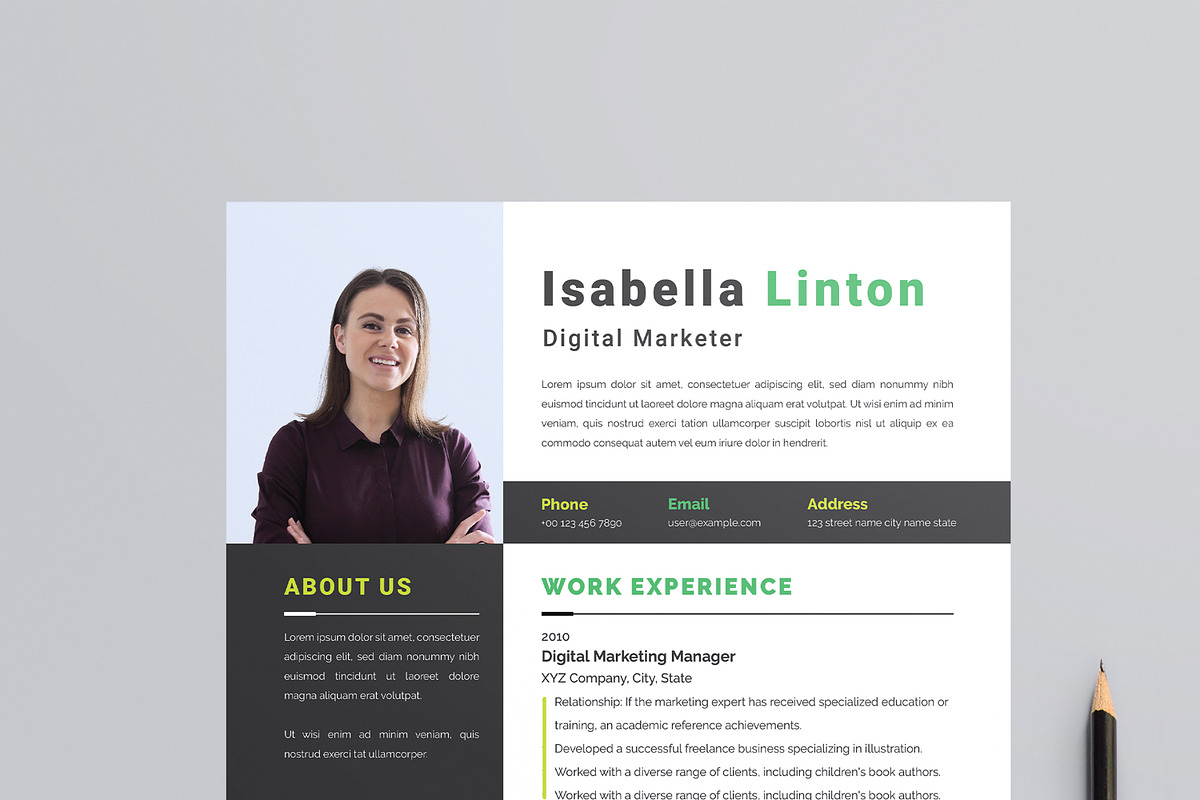 Minimalist Resume Layout, a Resume Template by MightyDesign (Photo 4 of 8)