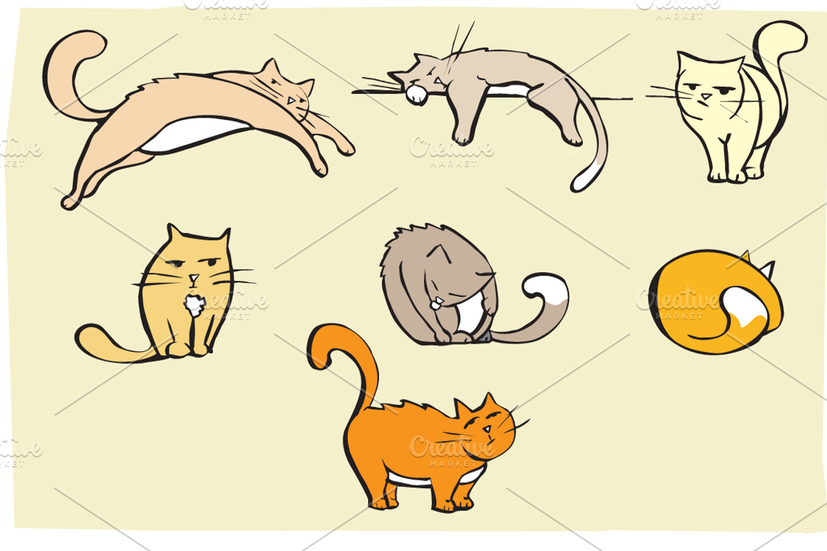 Cartoon Cats, an Animal Illustration by Xochicalco's Ruin