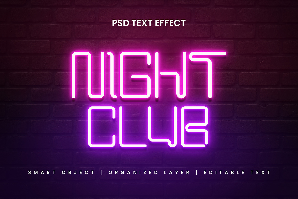 Night Club Text Effect, a Brushes & More by Asofa Studio