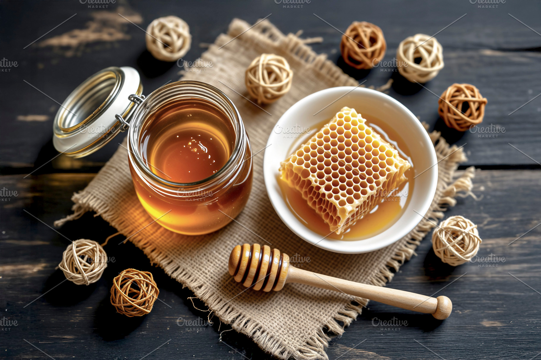 Artisanal honey and honeycomb, a Photo by rarrarorro