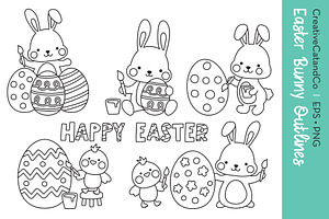 Easter Bunny Outlines EPS PNG
