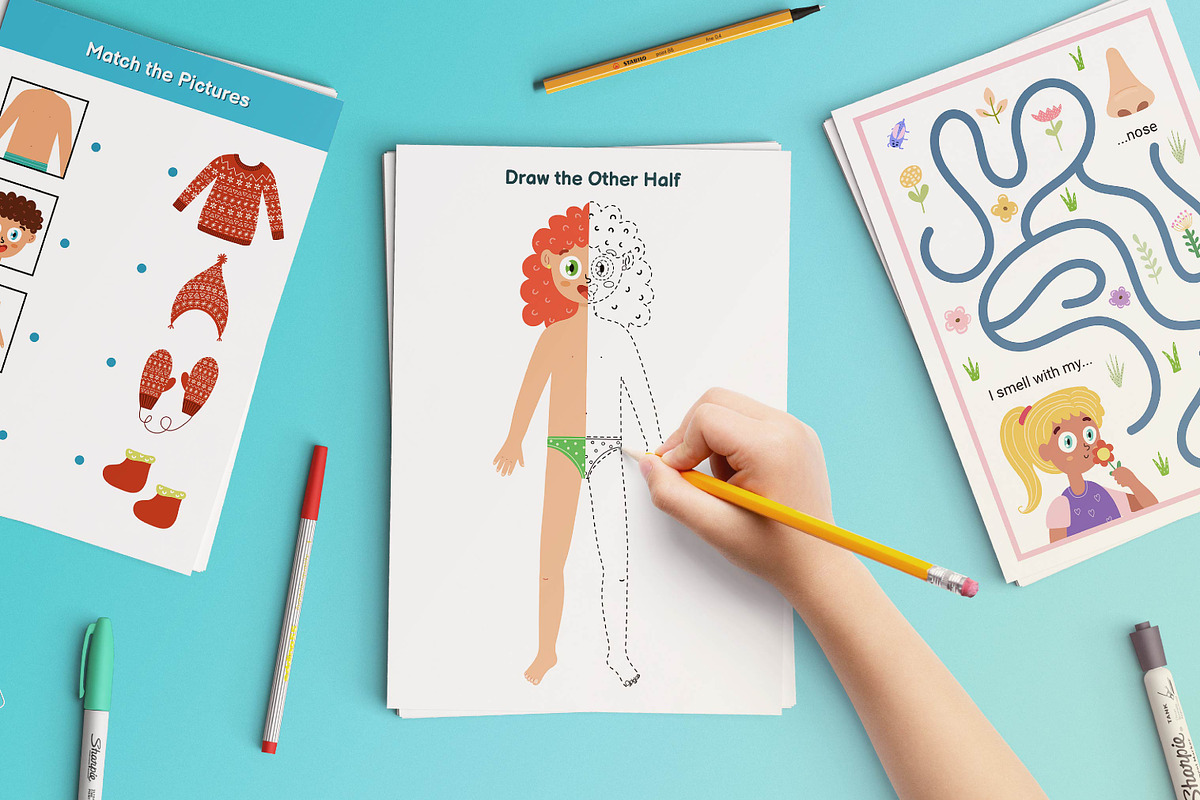 Body Parts Activity Pages, an Education Illustration by Gulnara Sabirova (Photo 3 of 12)
