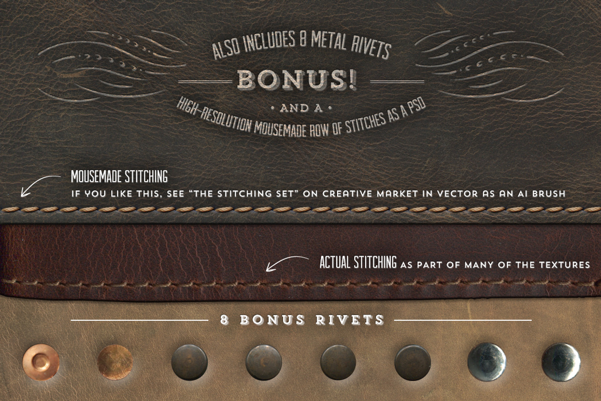 Full-Grain Leather Textures - PNGs preview 2