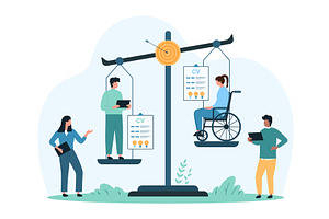 Discrimination, ableism, bias in, a Person Illustration by Flashvector