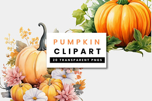 Pastel Pumpkins Flowers PNG Clipart