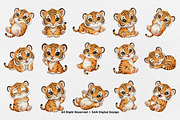 15 Bundle Watercolor Baby Tiger Wild, an Animal Illustration by Morspective (Thumbnail 8 of 8)